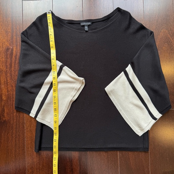 Eileen Fisher Black & Cream Drape Cardigan - Picture 5 of 9